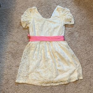 TCEC Lace dress with pink sash